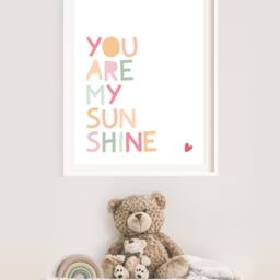 You Are My Sunshine Print, Kids Wall Art, Playroom Prints, Girls Bedroom, Nursery Muted Colours, Pastel Art - thumbnail 3