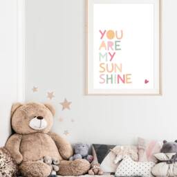 You Are My Sunshine Print, Kids Wall Art, Playroom Prints, Girls Bedroom, Nursery Muted Colours, Pastel Art - thumbnail 2