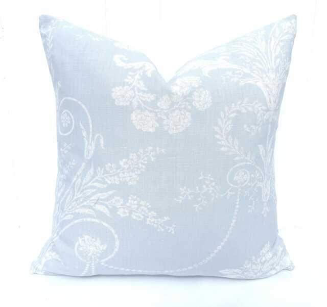 Laura Ashley Josette Cushion Pale Blue Seaspray Floral Pillow, Handmade With Zip Closure - image 1