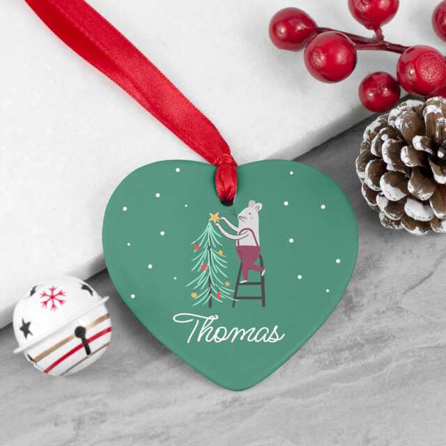 Personalised Christmas Mouse Ceramic Decoration - image 1