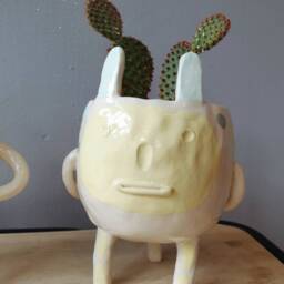 The Grumpopuff Collection - Handmade Ceramic Succulent Cactus Pot, Outdoor Planter, Garden Decor Home Decor, Grumpy, Fun Pottery Gift Ideas - thumbnail 4