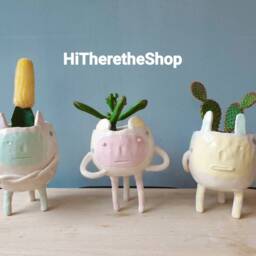 The Grumpopuff Collection - Handmade Ceramic Succulent Cactus Pot, Outdoor Planter, Garden Decor Home Decor, Grumpy, Fun Pottery Gift Ideas - thumbnail 2