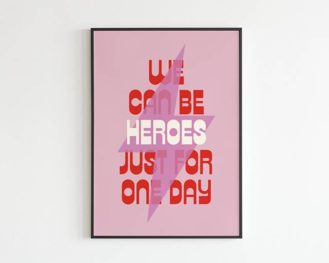 Db Inspired - Heroes Lyrics Music A3 A4 A5 Wall Art Poster Print Gift - image 1