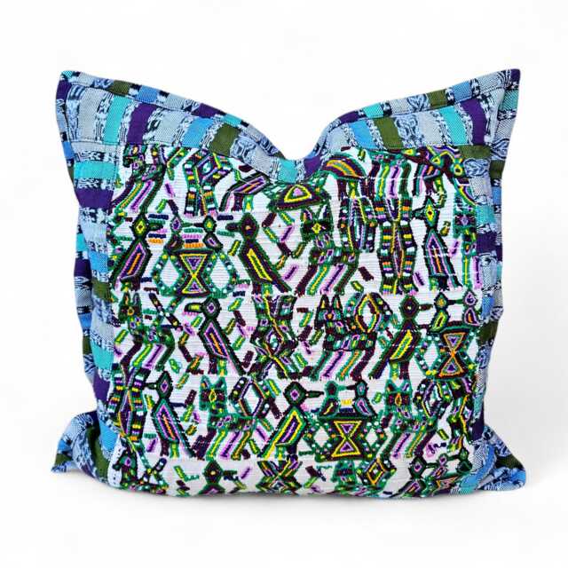 Guatemalan Huipil Cushion Cover Embroidered Dream Animal Mayan Pillow - image 1