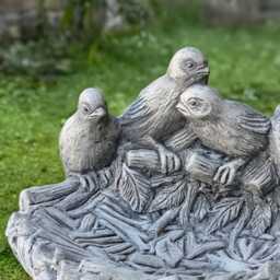 Garden Birds Bath Bowl Statue Concrete Sculpture Stone Bird Figurine Feeder Outdoor Nest With Ornament Bird Lover Gift Yard Art - thumbnail 3
