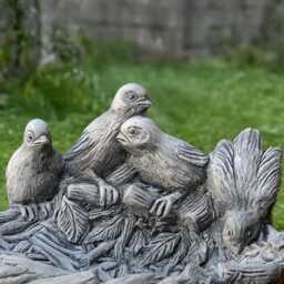 Garden Birds Bath Bowl Statue Concrete Sculpture Stone Bird Figurine Feeder Outdoor Nest With Ornament Bird Lover Gift Yard Art - thumbnail 4