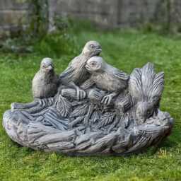 Garden Birds Bath Bowl Statue Concrete Sculpture Stone Bird Figurine Feeder Outdoor Nest With Ornament Bird Lover Gift Yard Art - thumbnail 2