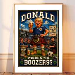 Donald Where's Yer Boozers? - Scotland Football Print Scottish Gift Bespoke World Cup A5 A4 A3 Framed Or Unframed - thumbnail 2