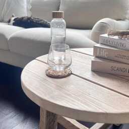 Rustic Reclaimed Wood Circular Coffee Table Handmade Farmhouse Decor - Sofa Side Table Made in The Uk- Design - thumbnail 2