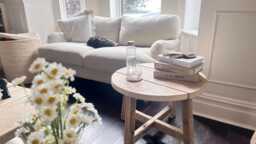 Rustic Reclaimed Wood Circular Coffee Table Handmade Farmhouse Decor - Sofa Side Table Made in The Uk- Design - thumbnail 1
