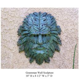 Green Man Sculpture. Cast Bronze With A Verdigris Patina Finish. Greenman Wall Hanging - thumbnail 2