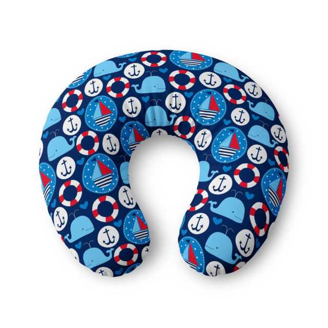 Nautical, Ships, Ocean Theme Pattern Nursing Pillow Cover - image 1
