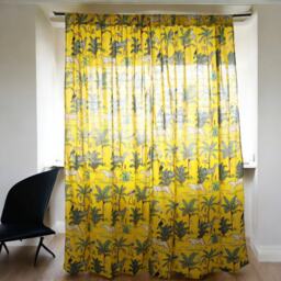 Tropical Rainforest Curtain Panels Leopard, Zebra & Bird Print Cotton Drapes - thumbnail 1