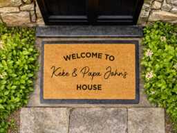 Keke Papa Gift Idea - Custom Welcome Rug Modern Cursive Family Home Sign - thumbnail 1