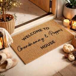 Keke Papa Gift Idea - Custom Welcome Rug Modern Cursive Family Home Sign - thumbnail 2