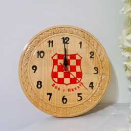 Wooden Croatian Clock With The Old Grb, Handcrafted, 27cm - thumbnail 3