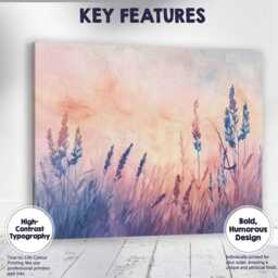 Pastel Wild Meadow Grass Silhouette Watercolour Landscape Canvas Wall Art Print Decor Picture Ready To Hang - thumbnail 1