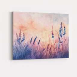 Pastel Wild Meadow Grass Silhouette Watercolour Landscape Canvas Wall Art Print Decor Picture Ready To Hang - thumbnail 4
