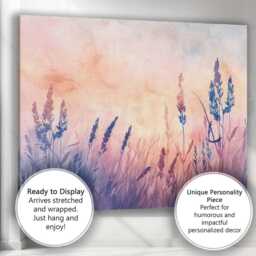 Pastel Wild Meadow Grass Silhouette Watercolour Landscape Canvas Wall Art Print Decor Picture Ready To Hang - thumbnail 3