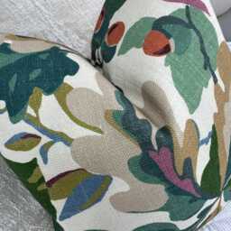 Designer Sanderson Fabric Cushion Cover, Robins Wood Mulberry Pillow Cover For Sofa - Chair/Viscose Linen Blend Leaves Design - thumbnail 3