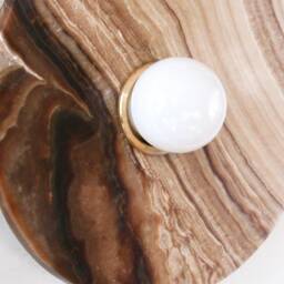Chocolate Marble Minmalist Sconce Onyx Round Light Fixture Vanity Powder Room Bedside Stone Lamp - thumbnail 4