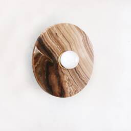Chocolate Marble Minmalist Sconce Onyx Round Light Fixture Vanity Powder Room Bedside Stone Lamp - thumbnail 3