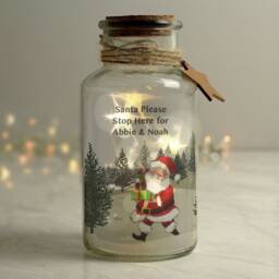 Personalised Led Glass Jar With Santa Design - Ideal Christmas Decoration - thumbnail 2