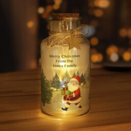 Personalised Led Glass Jar With Santa Design - Ideal Christmas Decoration - thumbnail 3