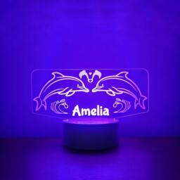 Personalised Dolphin Led Night Light Engraved Color-Changing Lamp - thumbnail 3