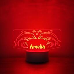 Personalised Dolphin Led Night Light Engraved Color-Changing Lamp - thumbnail 2