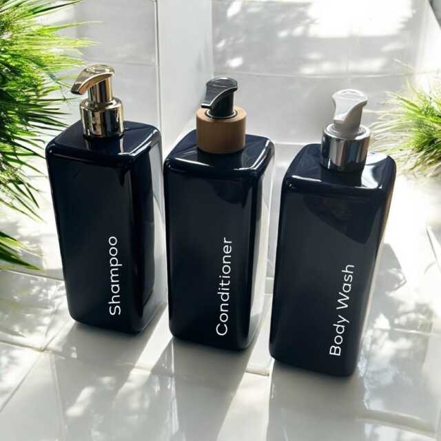 Personalised Navy Blue Square Soap Dispenser Bottle With Pump 500Ml - 12 Options - image 1