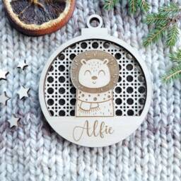 Personalized Wooden Christmas Ornament Engraved Animal Bauble - thumbnail 3