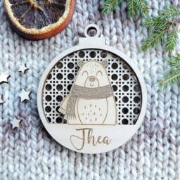 Personalized Wooden Christmas Ornament Engraved Animal Bauble - thumbnail 2