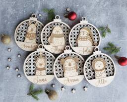 Personalized Wooden Christmas Ornament Engraved Animal Bauble - thumbnail 1