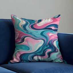 Pink Teal Abstract Cushion Cover, Marble Swirl Pillow Modern Contemporary Home Decor - thumbnail 1