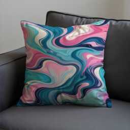 Pink Teal Abstract Cushion Cover, Marble Swirl Pillow Modern Contemporary Home Decor - thumbnail 3