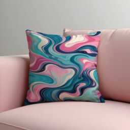 Pink Teal Abstract Cushion Cover, Marble Swirl Pillow Modern Contemporary Home Decor - thumbnail 2
