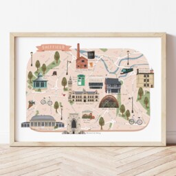 Sheffield Map, Illustrated Map Of Sheffield, Poster, Print, Wall Art, Illustration, Gift - thumbnail 1