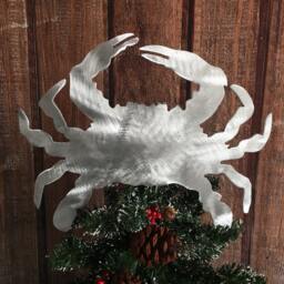 Crab, Christmas, Tree Topper, Beach Home Decor, Wall Hanging Or Yard Stake, Aluminum, Nautical, Sea Life, Under The