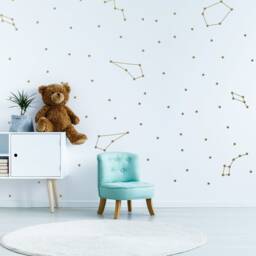 Constellations Vinyl Wall Stickers - Zodiac Star Space Ceiling Art Decals Gold Stars Astronomy Set Kids Bedroom Nursery Decor