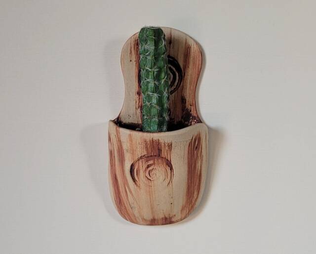 Hand Made Natural & Matt Brown Brick Red Ceramic Pottery Wall Vase Planter Indoor Outdoor - image 1