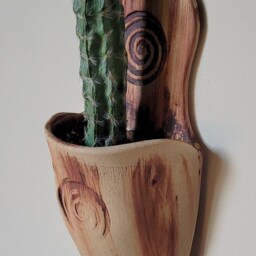 Hand Made Natural & Matt Brown Brick Red Ceramic Pottery Wall Vase Planter Indoor Outdoor - thumbnail 3