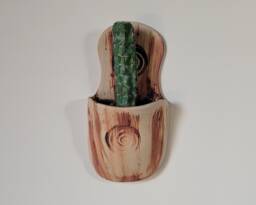 Hand Made Natural & Matt Brown Brick Red Ceramic Pottery Wall Vase Planter Indoor Outdoor - thumbnail 1