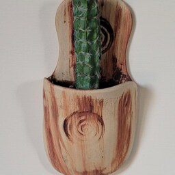 Hand Made Natural & Matt Brown Brick Red Ceramic Pottery Wall Vase Planter Indoor Outdoor - thumbnail 2