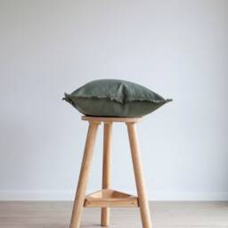 Sage Green Fringe Pillow Cover, Linen Pillowcase, Raw Edge Cushion Cover, Custom Size Pillow Green Shams With - thumbnail 3