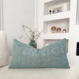 Chenille Velvet Duck Egg Blue Cushion Cover Lumbar Pillow - All Sizes - thumbnail 2