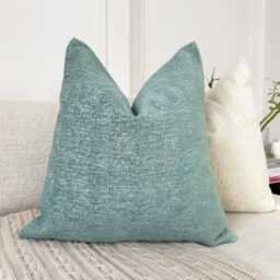 Chenille Velvet Duck Egg Blue Cushion Cover Lumbar Pillow - All Sizes - thumbnail 3