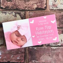 New Baby Gift, Girl Girl, Frame, Photo On Wood, Personalised Custom Gift - thumbnail 2