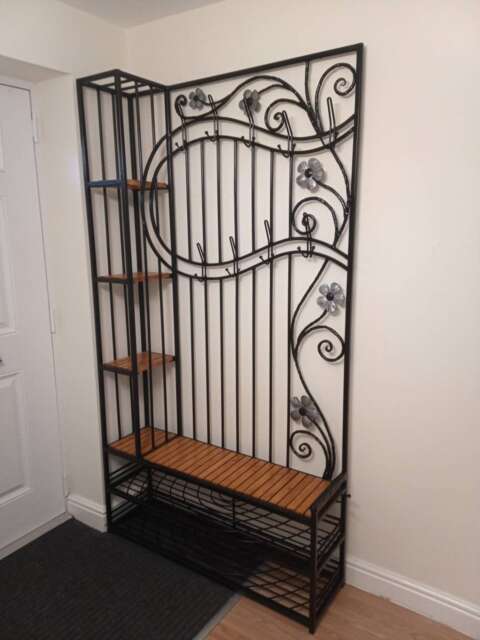 Free Standing Clothing Rack, Clothes Rack, Coat Metal, Shoe Storage, Hooks, Hallway Shelf, Hand Forged, Handmade, Large Wardrobe - image 1