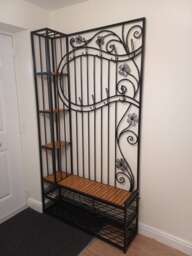 Free Standing Clothing Rack, Clothes Rack, Coat Metal, Shoe Storage, Hooks, Hallway Shelf, Hand Forged, Handmade, Large Wardrobe